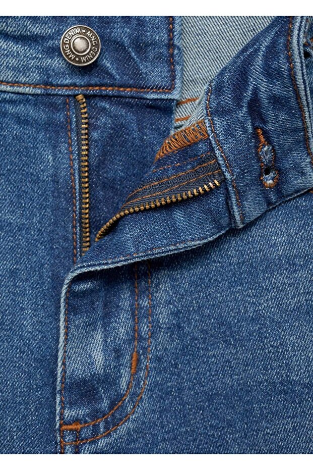 Slim fit kot bermuda şort - 5