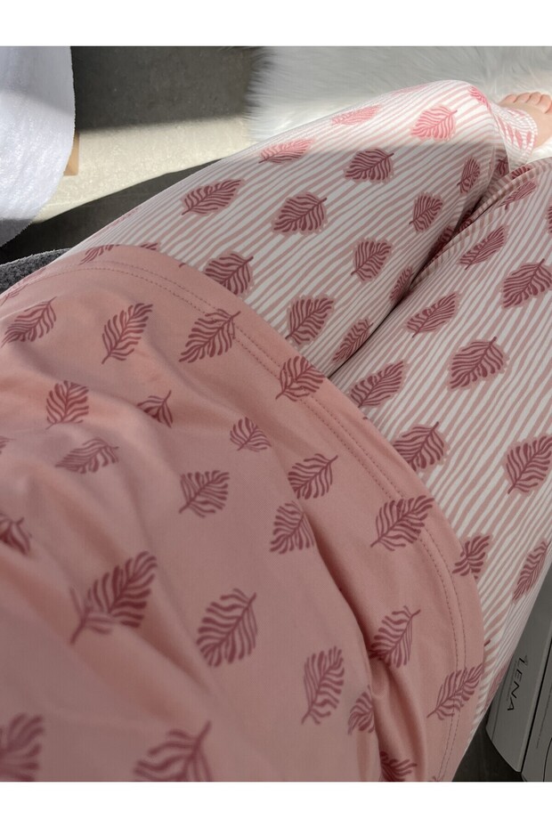 Powder Leaf Patterned Sofia Pajama Set - 5