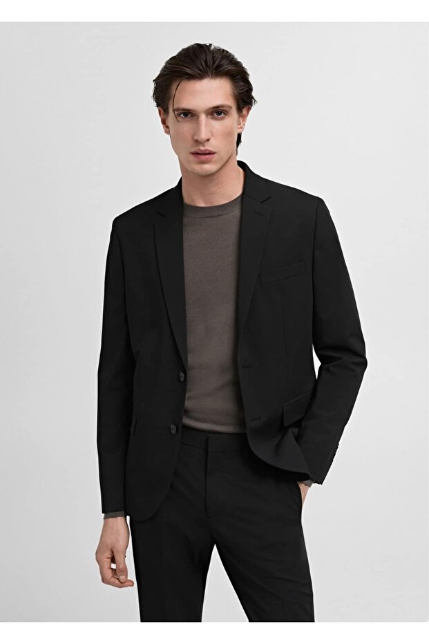 Streç kumaştan süper dar kesim blazer ceket - 1
