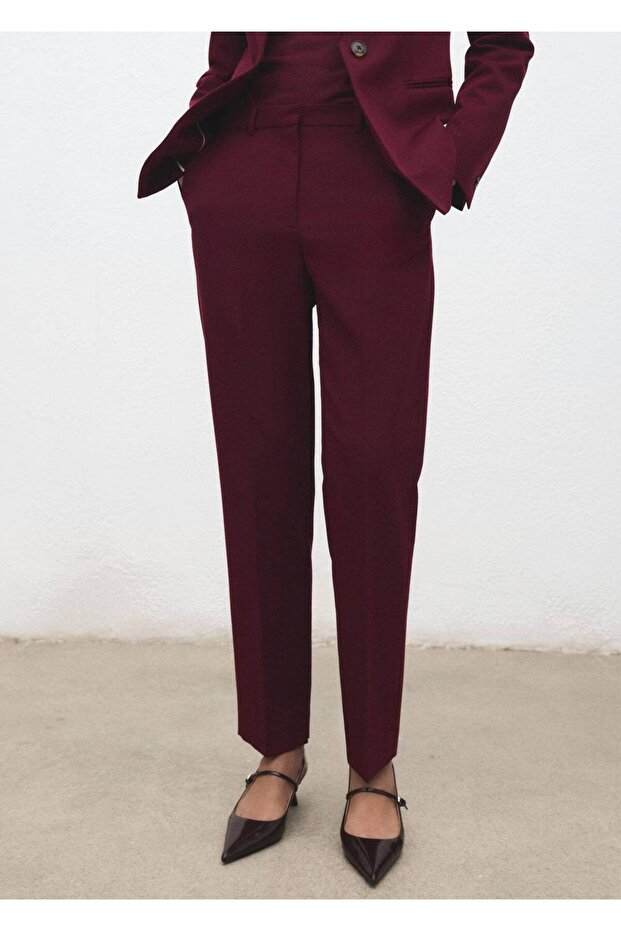 Straight-Cut Fabric Trousers