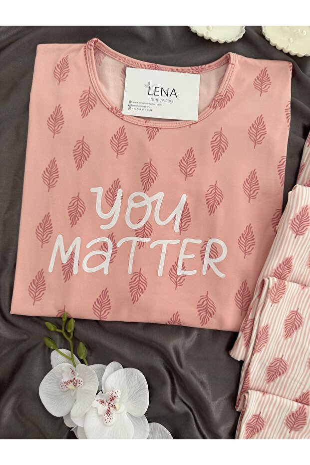 Powder Leaf Patterned Sofia Pajama Set - 7