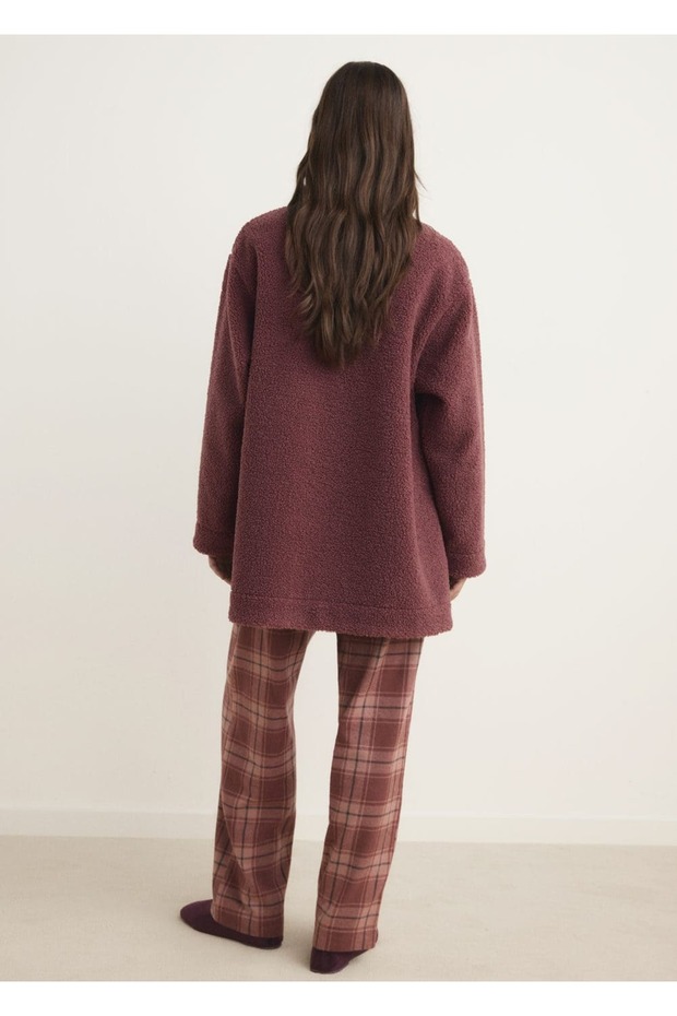 Kürklü fermuarlı sweatshirt - 4