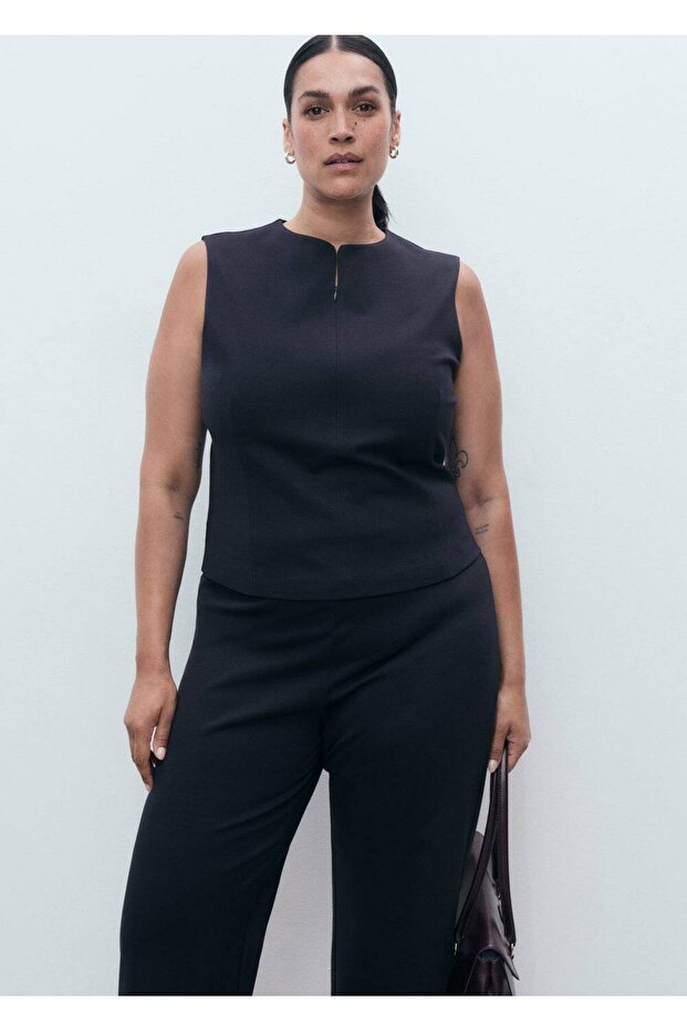 Fermuarlı dar kesim bluz - 6