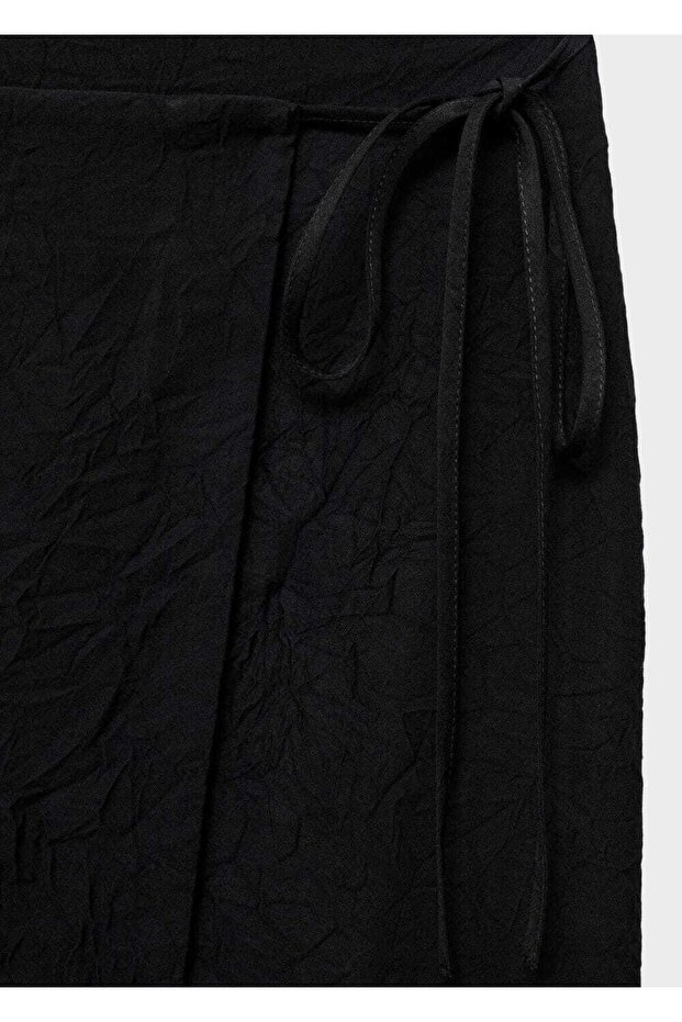 Kırışık görünümlü kruvaze etek - 6