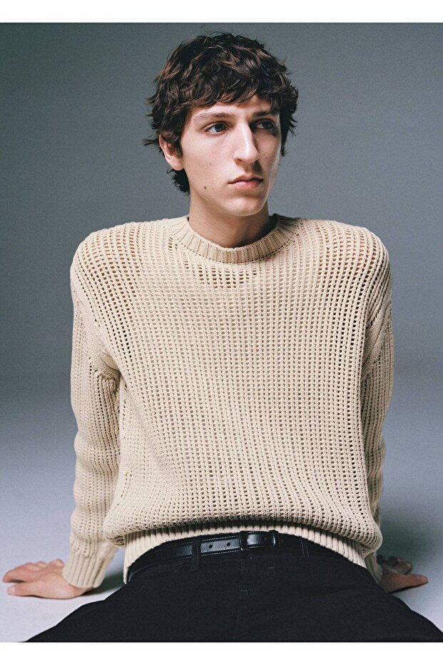 Pullover aus 100 % Baumwolle mit durchbrochenem Strickmuster - 8