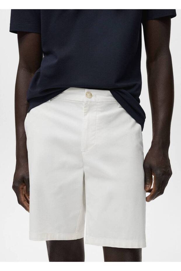 Dar kesim chino pamuklu bermuda şort - 6