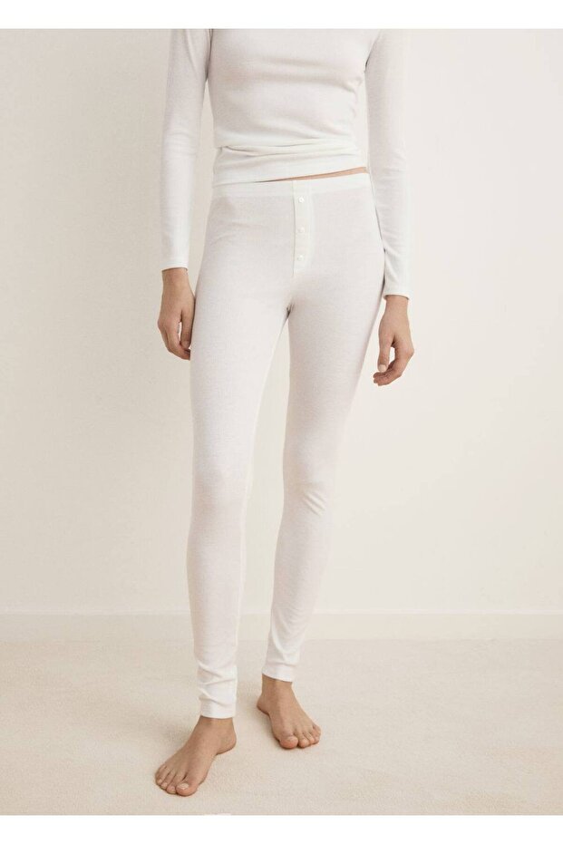 Long Rib Design Pants - 1