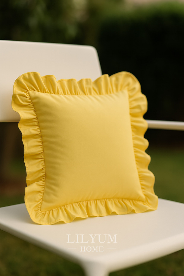 100% Cotton Ruffle Decorative Throw Pillow Case – 43X43 cm (1Pc)