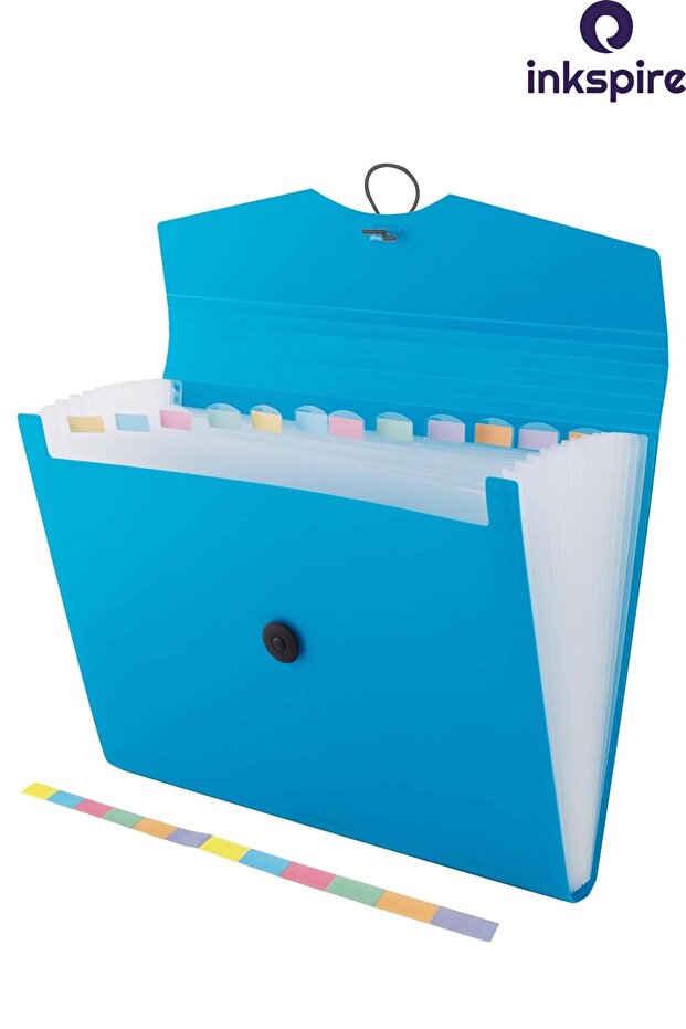 Bellows File Light Blue 13 Compartments 1 Accordion File Pocket Plastic Document Document File