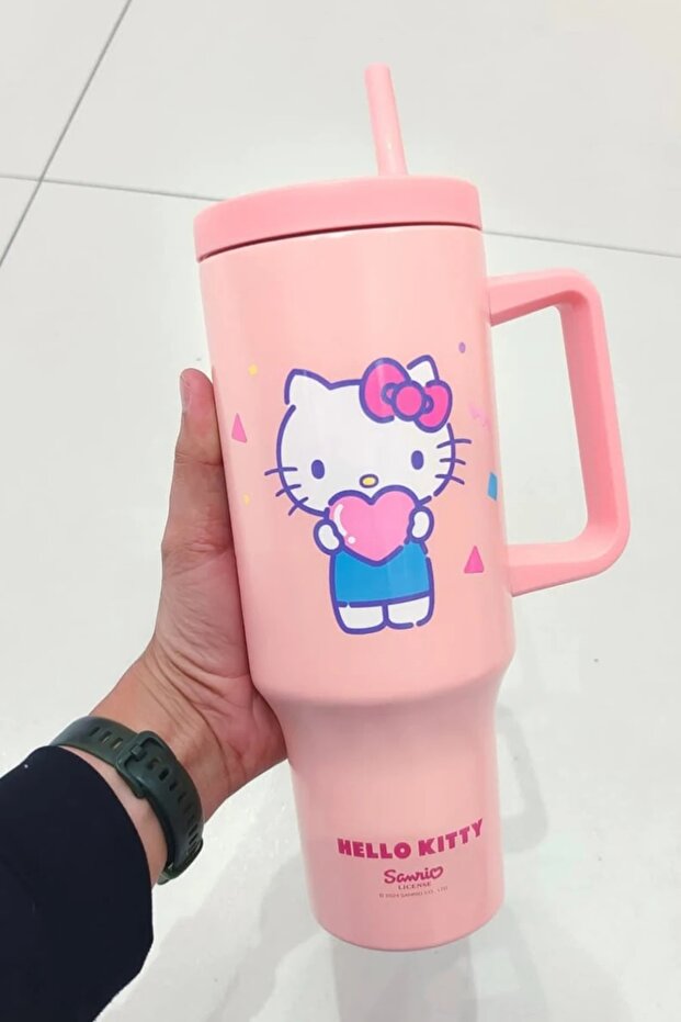 Sanrio Lisanslı Pipetli Çift Cidarlı Termos 1200 ml - Hello Kitty - 2