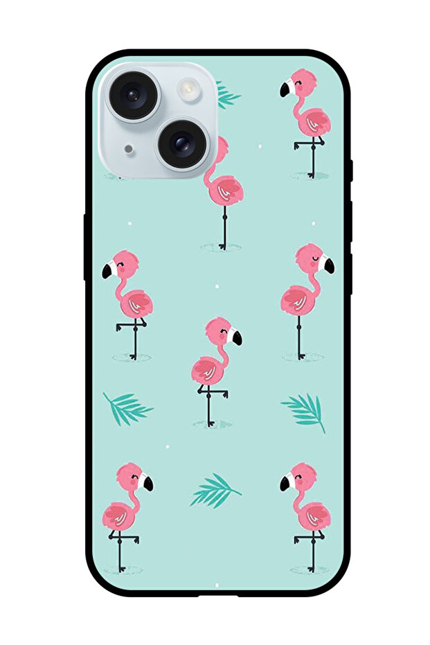 Protective Case Anti Scratch Shock Proof Bumper Cover For iPhone 15 Plus Flamingo Pattern