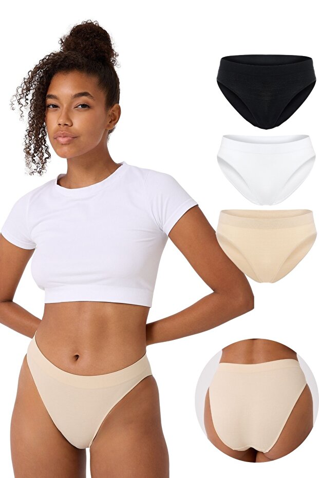 3'lü Dikişsiz Basic Kadın Slip Külot - 1
