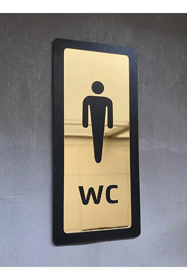 Wc Set Yönlendirme Levhası Kendinden Yapışkanlı Kapı Tabelası Lux Gold Aynalı Mdf Serisi 20x9 cm - 3
