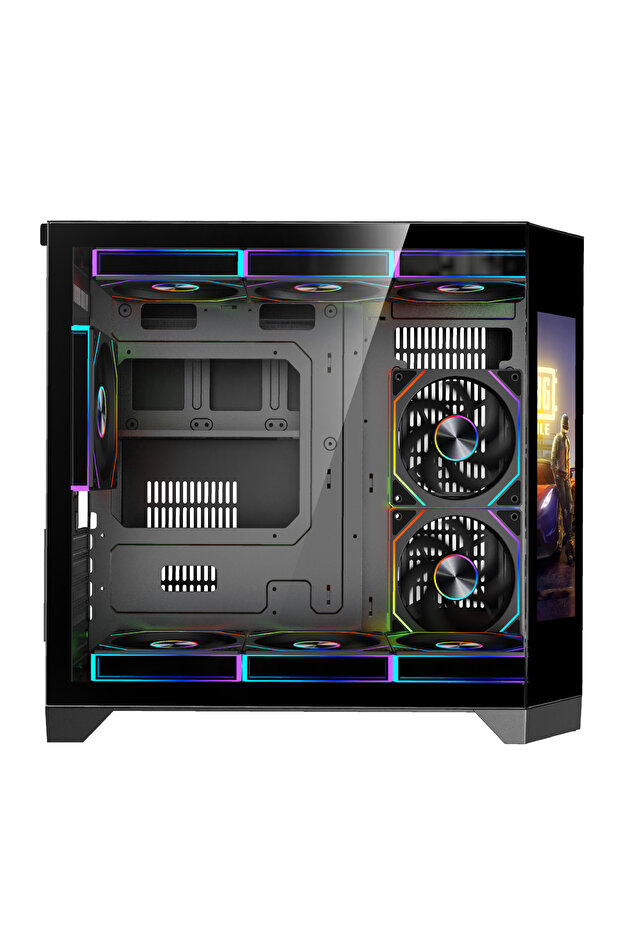 صندوق ألعاب DOST 60 MINI(S) MICRO-ATX بشاشة 9.2 بوصة ومروحة 6ARGB وجهاز تحكم عن بعد باللون الأسود - 4