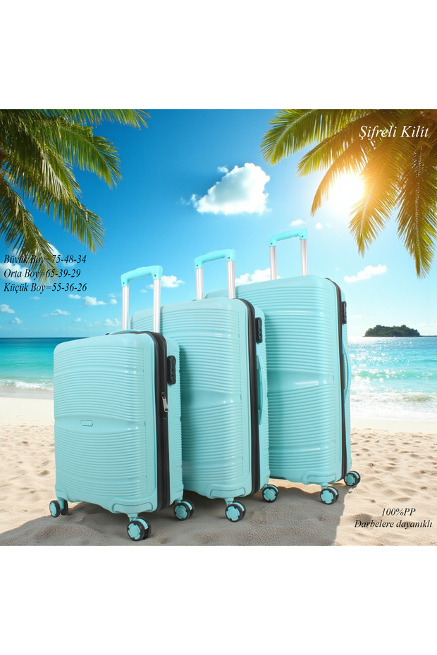 PP ÇİZGİLİ BAVUL 3'LÜ SET - 1