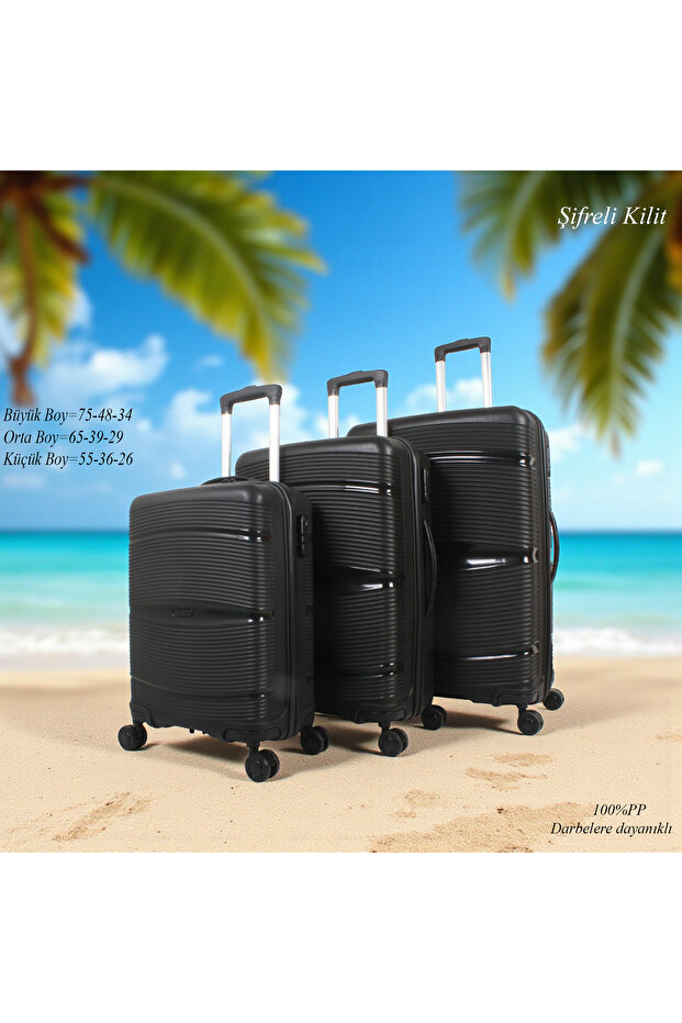 ÇİZGİLİ BAVUL 3'LÜ SET PP - 1