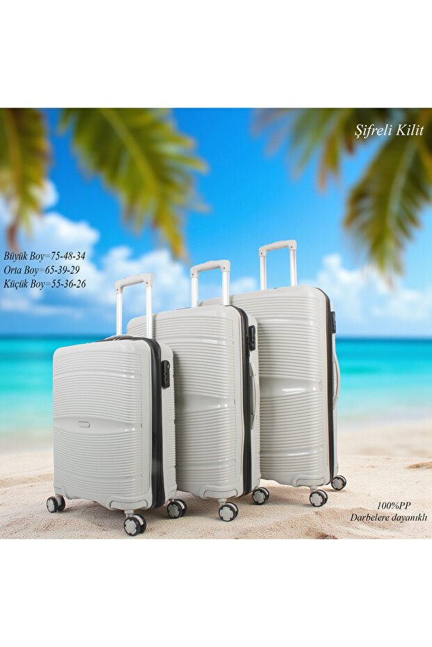 PP ÇİZGİLİ BAVUL 3'LÜ SET - 1