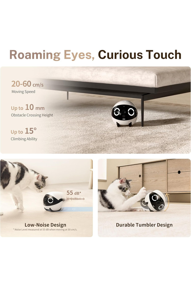 Mini 2K Robot Camera,137°Wide Angle,Wireless,Remote Control,2-Way Talk,Night Vision,Motion Detection - 3