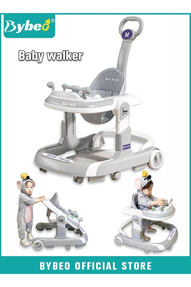 3 In1 Infants Baby Walker With Parent Push Handle, Baby Push Walker with Adjustable Height, Big Comf