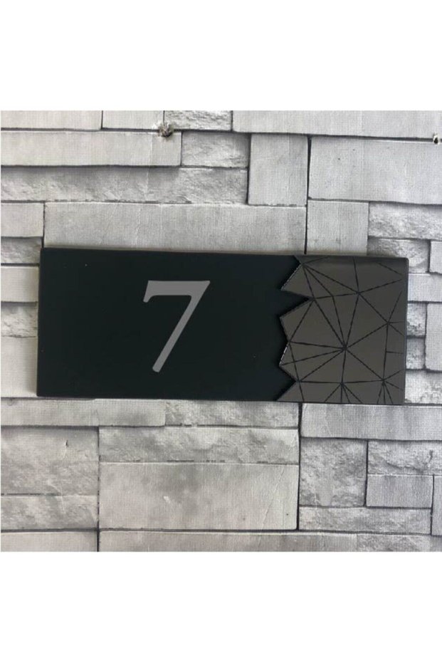 Modern Written Decorative Mirrored Smoked Door Number - 7