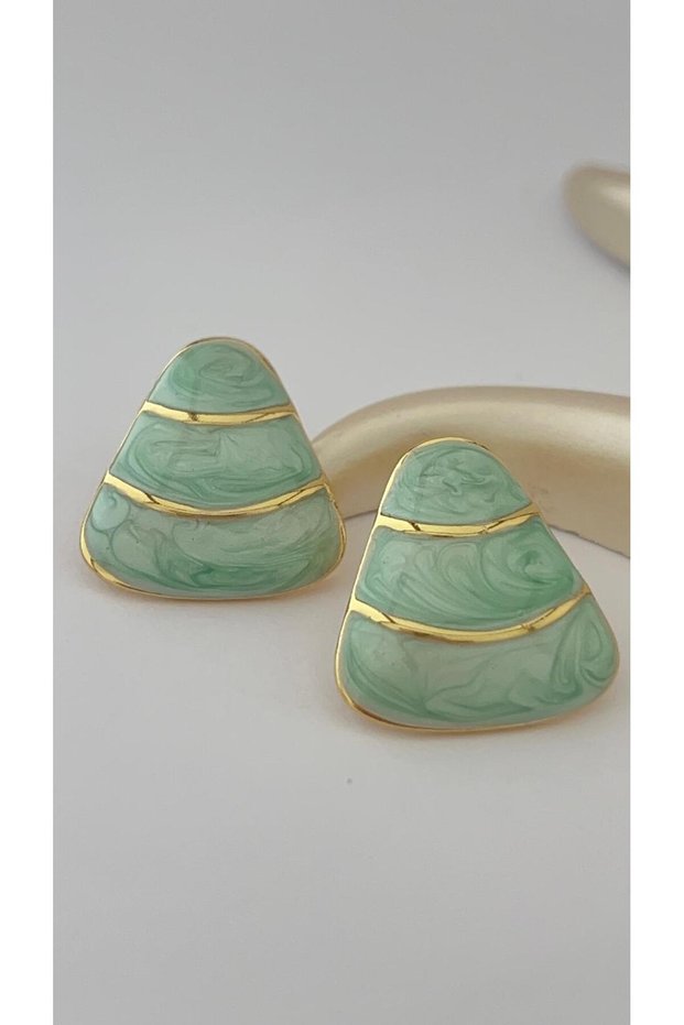 Gold Rimmed Stainless Steel Triangle Earrings (2.2* 2)