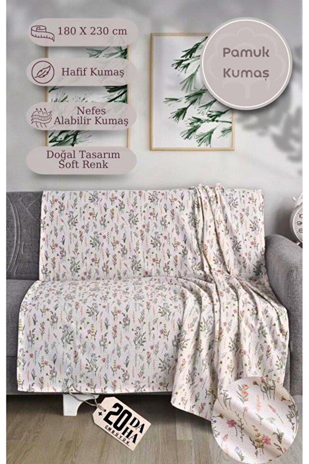 Tek Kişilik Baskılı Pike Koltuk Örtüsü Breeze 180x230 cm - 1