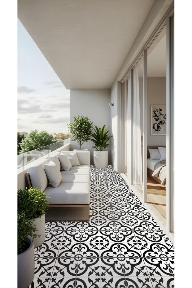 Suya Dayanıklı 100 x 100cm Mutfak Banyo Zemin Mermer Mobilya Fayans Yapışkanlı Folyo Kaplama Code152 - 5