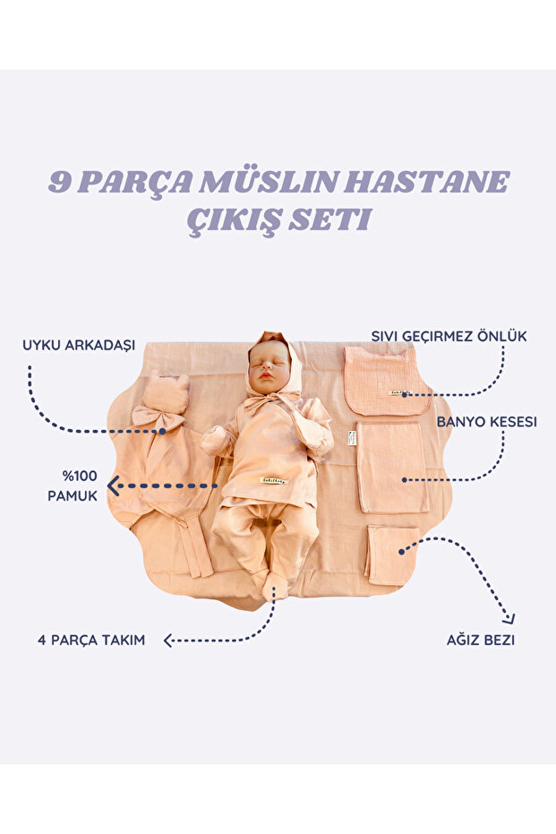 Double Layer Muslin Hospital Discharge Set 9 Pieces