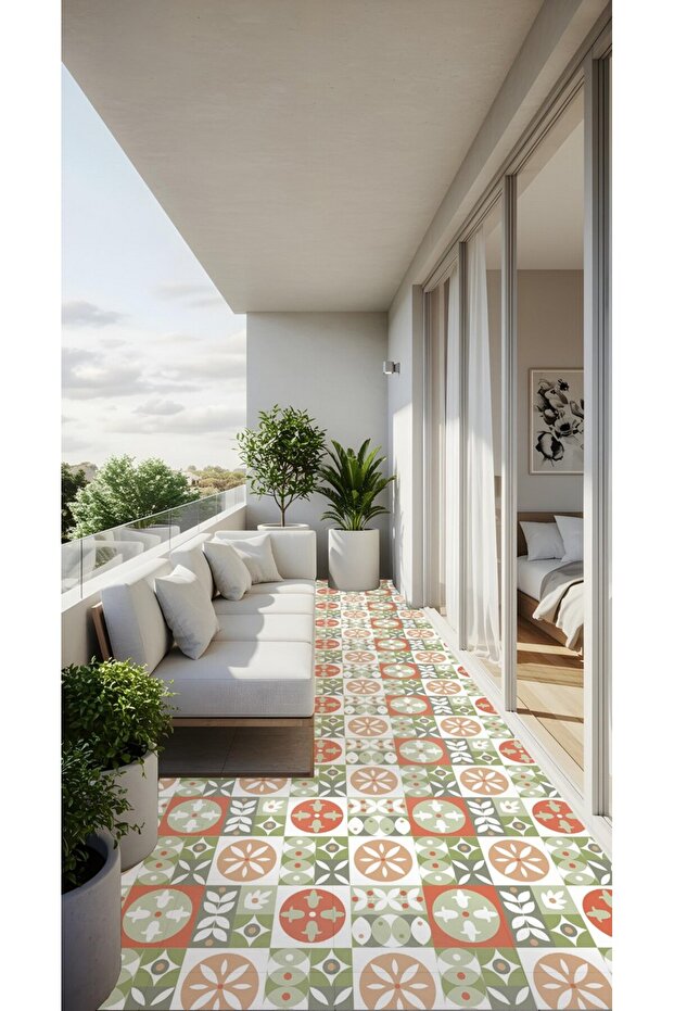 Suya Dayanıklı 100 x 100cm Mutfak Banyo Zemin Mermer Mobilya Fayans Yapışkanlı Folyo Kaplama Code145 - 5