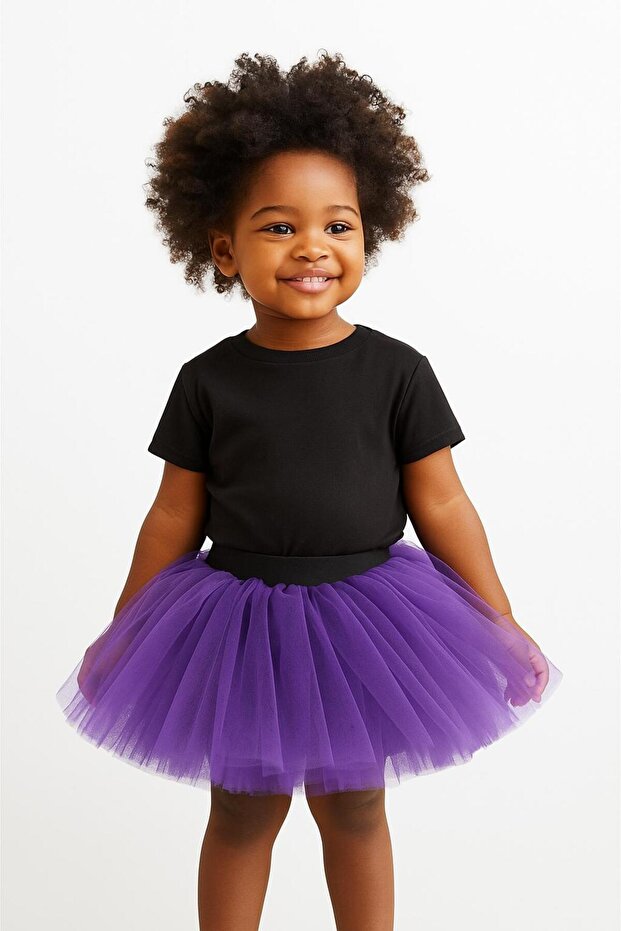 Purple Color Extra Fluffy Cotton Combed Lined Purple Tutu Skirt