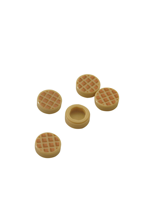 Original Custom Moc Accessory Creator Tile 1 X 1 Printed Round Tile Tan Waffle 2 Pieces