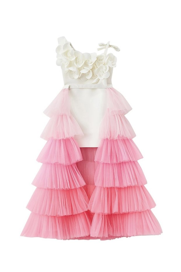 Girl's White Color Birthday Party Special Occasion Dress