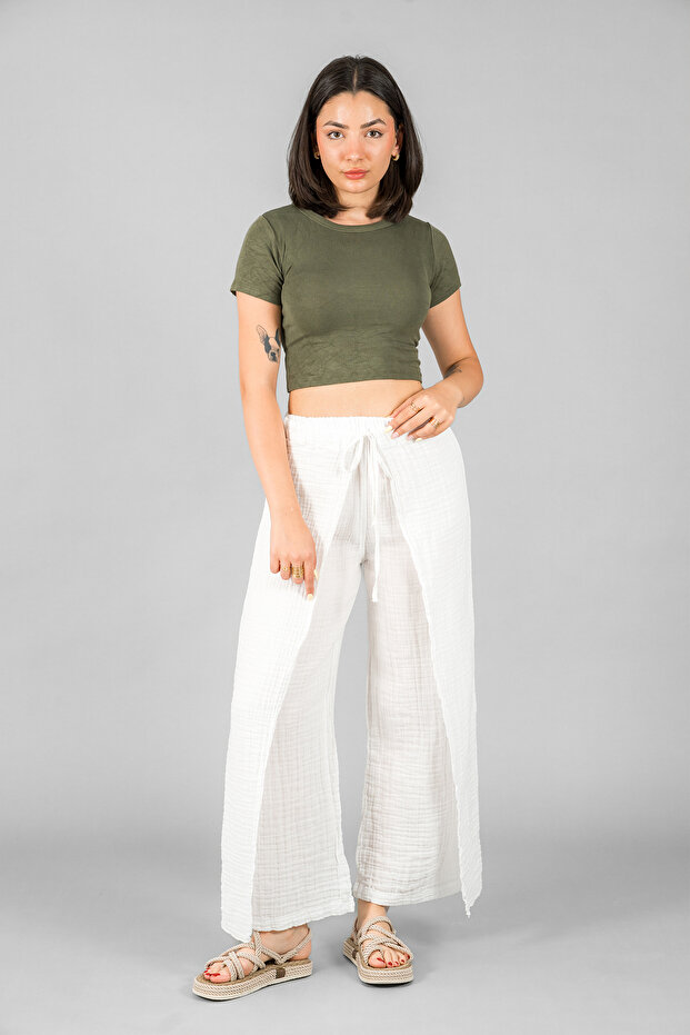 Comfortable Cut Pants with Muslin Cover
