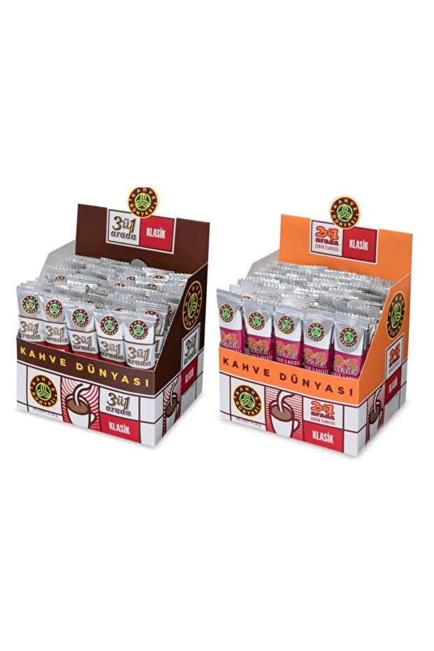 Kahve Dünyası 2 Li Fırsat Paketi 40 Adet 12 gr. 2 Si 1 Arada Şekersiz + 40 Adet 18 Gram 3’ü 1 Arada - 1