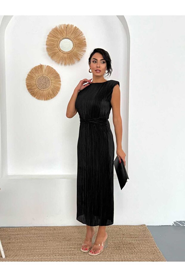 Bel Detaylı Piliseli DANIEL Elbise - 4