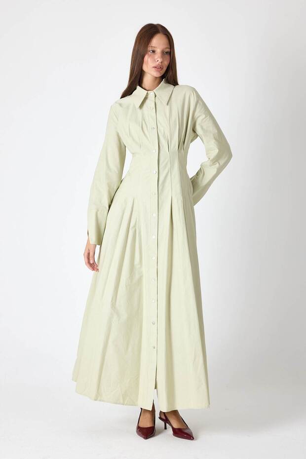 ELLE Poplin Çağla Elbise - 1