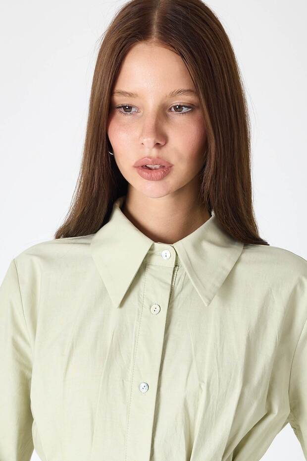 ELLE Poplin Çağla Elbise - 4