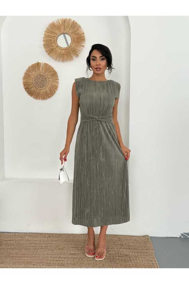 Bel Detaylı Piliseli DANIEL Elbise - 4