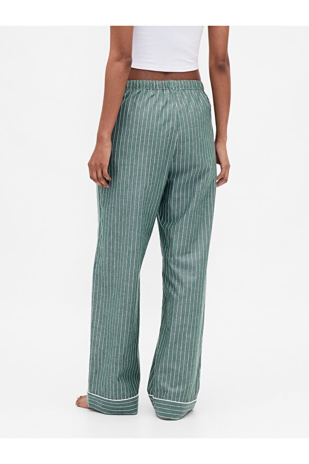 Kadın Yeşil Poplin Pijama Altı - 4