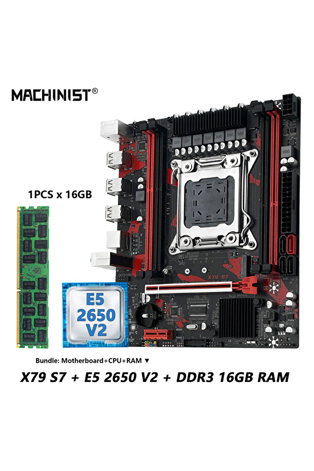 Motherboard+CPU MACHINIST X79 S7 Motherboard combo Intel Xeon E5 2650 V2 LGA 2011 CPU + DDR3 1*16GB - 7