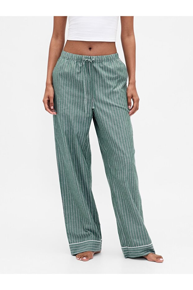 Kadın Yeşil Poplin Pijama Altı - 6