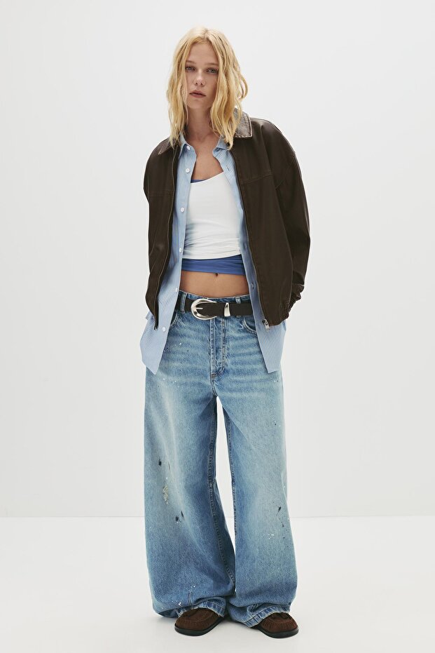 Suni deri bomber ceket - 5