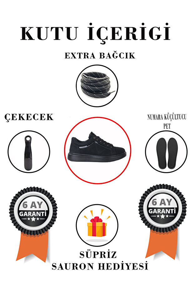 Erkek Spor Sneaker Ayakkabı Soft Siyah Ortopedik Tabanlı Rahat Ve Hafif M801 - 5