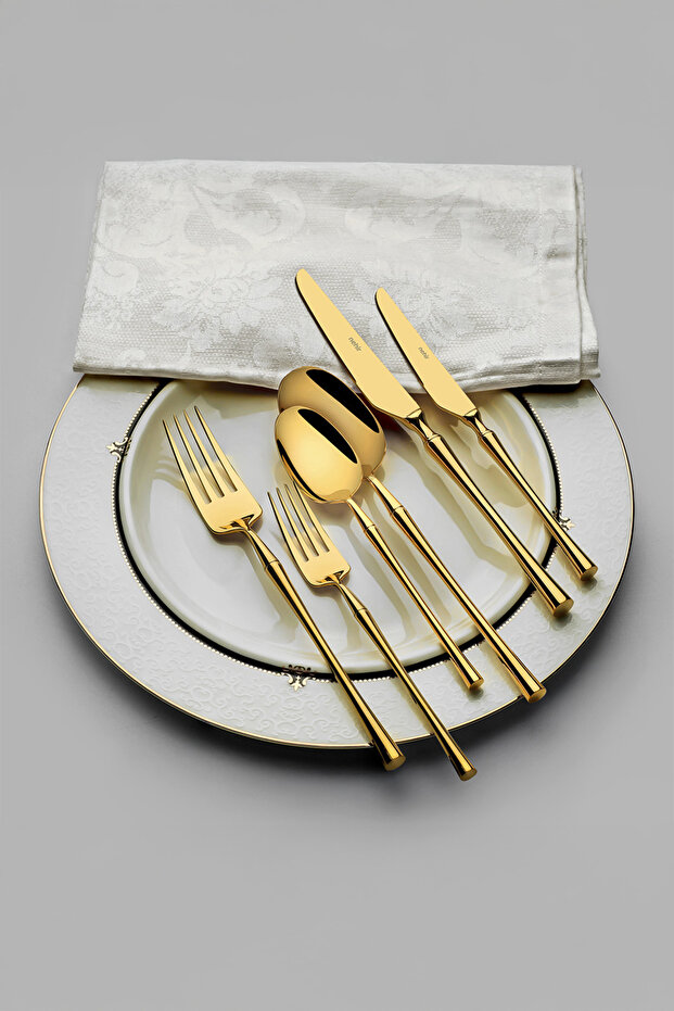 Marbella Full Gold 12-Person 84-Piece Boxed Cutlery Set
