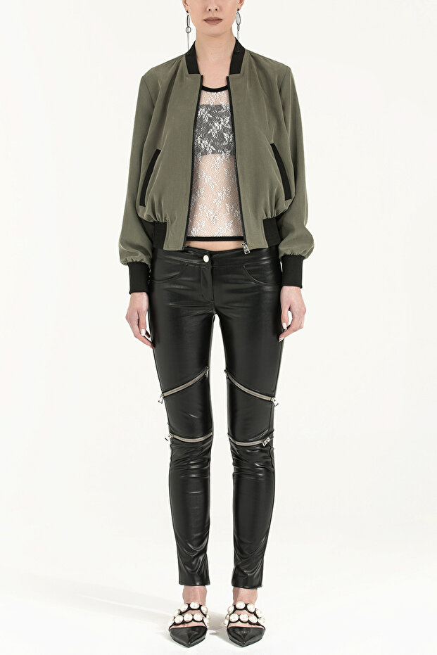 Siyah Dantelli örme bluz 18542 - 1