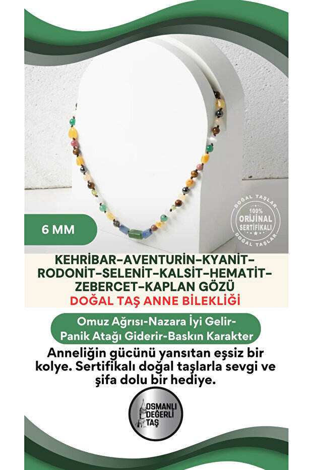 Certified Natural Stone Mother Necklace 6 Mm - M407