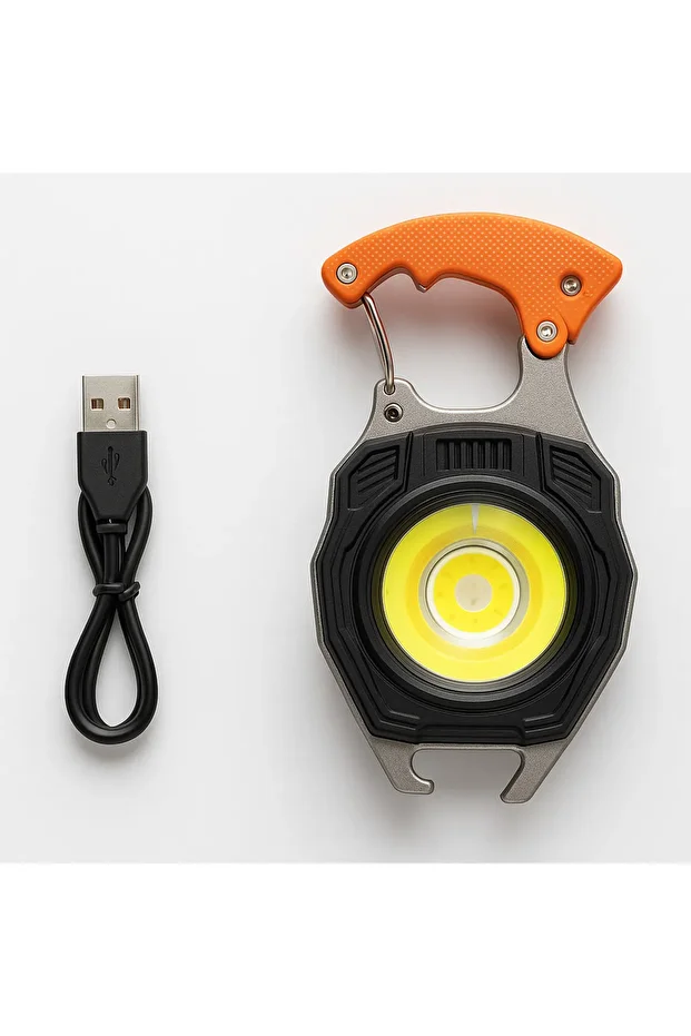 Q-Max Çok Fonksiyonlu Mini Led Lamba Anahtarlık ve Çakmak USB Şarjlı Kamp İçin Taşınabilir Tam 7 Mod - 1