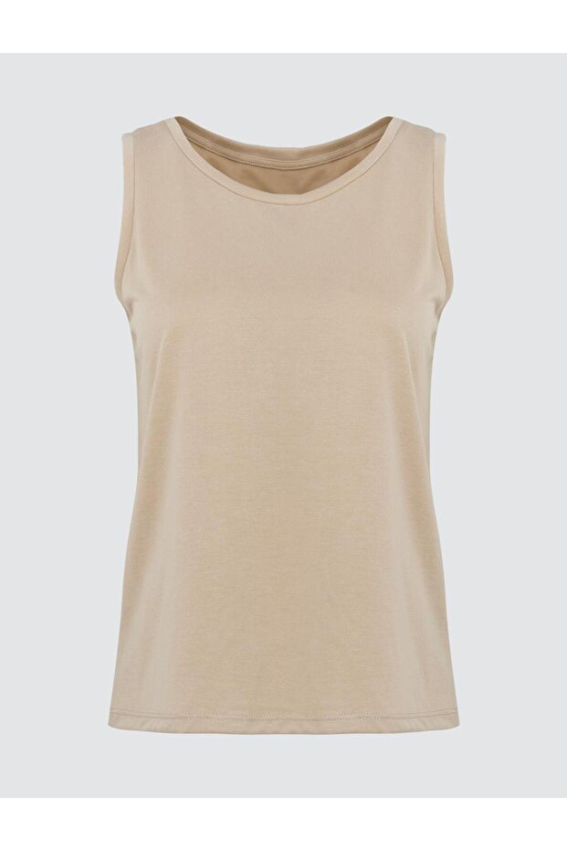 قميص داخلي محبوك أساسي بدون أكمام برقبة على شكل حرف U من فرو المنك - 7