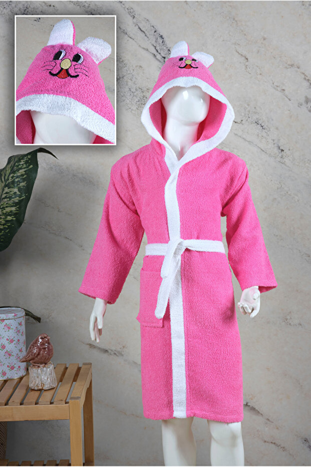 Çocuk Pembe Bornoz - 1