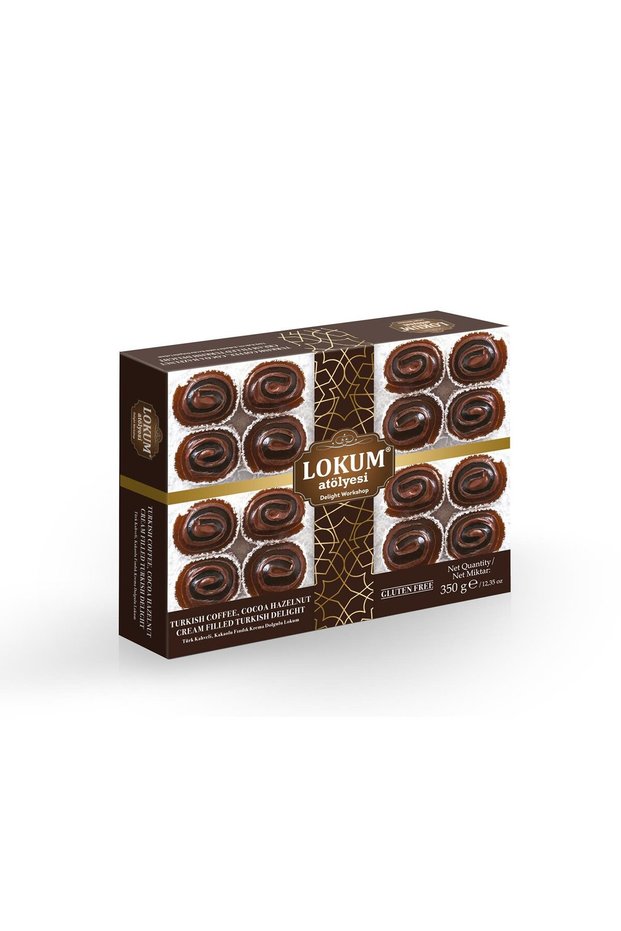 Turkish Coffee, Cocoa Hazelnut Cream Filled Turkish Delight 350g